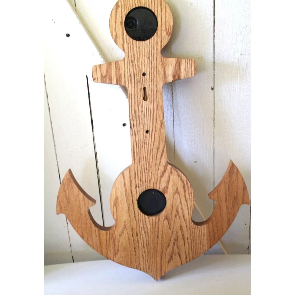 Rare Vintage Wood Carved Anchor Millibars Barometer Weather/Time 22
